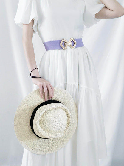 Geometric Buckle Elastic Wide Belt for Stylish Comfort