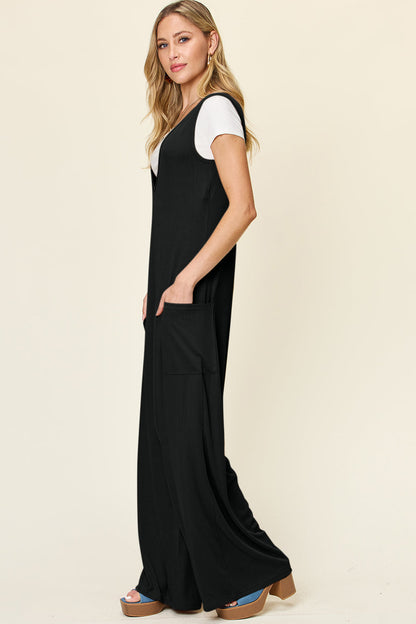 Sleeveless Wide Leg Jumpsuit with Handy Pockets
