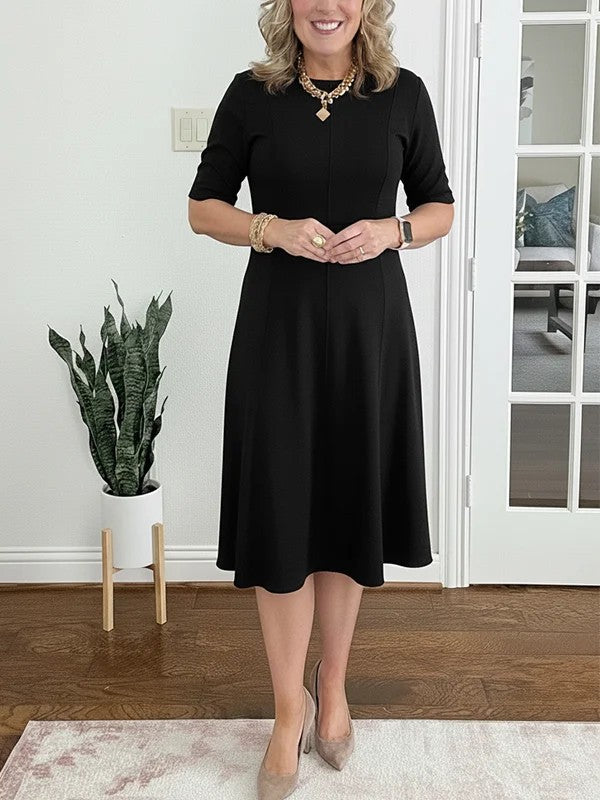 2026New Short-Sleeved Slim-Fitting Round-Neck Spring And Summer Solid Color Cross-Border Dress European And American Style Women&