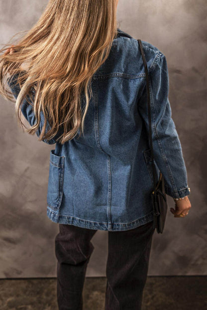 Pocketed Long Sleeve Denim Jacket for Women Stylish Fit