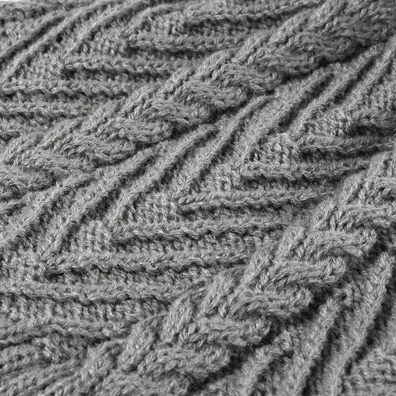 Cable Knit Solid Color Hat with Pompom