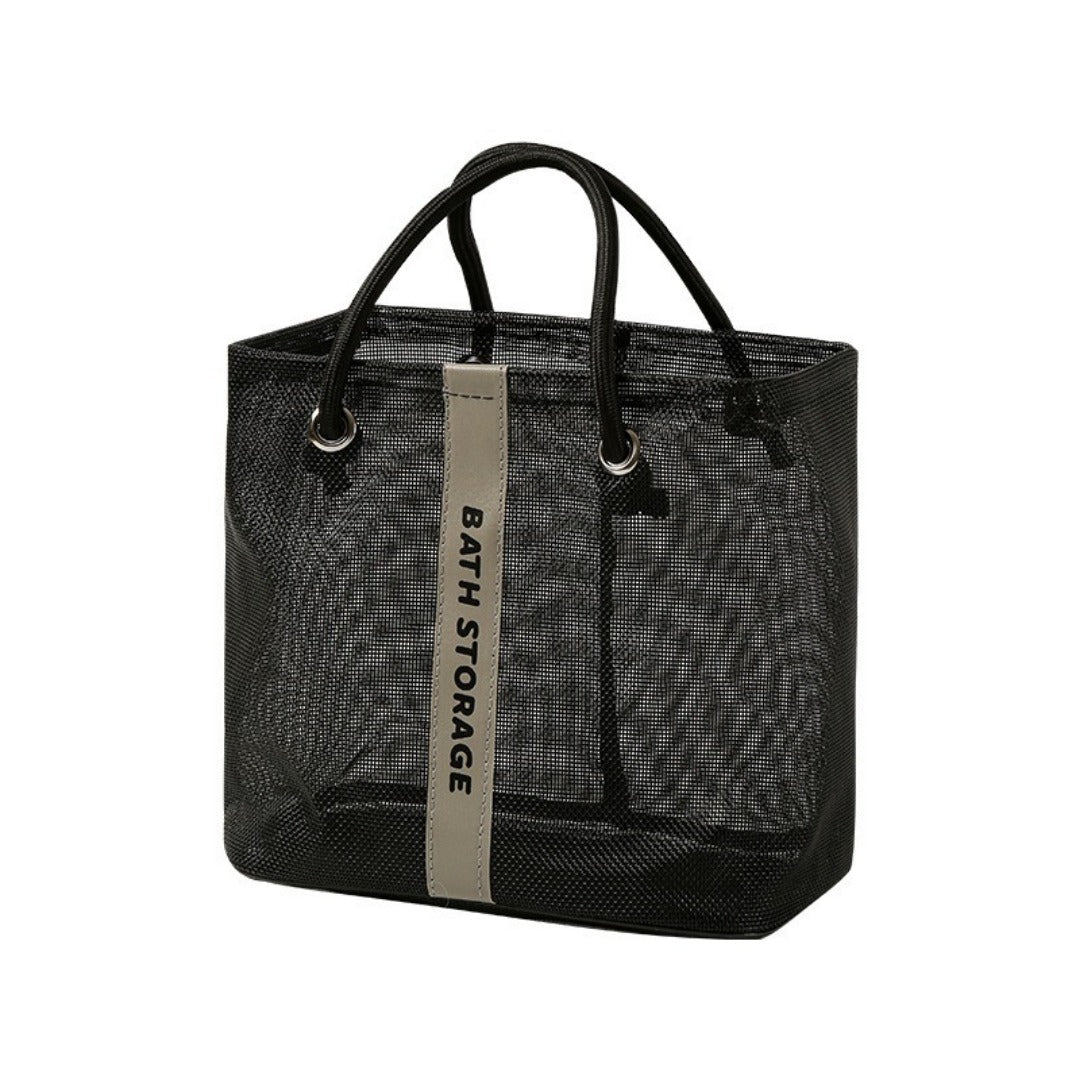Mesh bath bag, mesh pocket tote swimming wash bag, men&