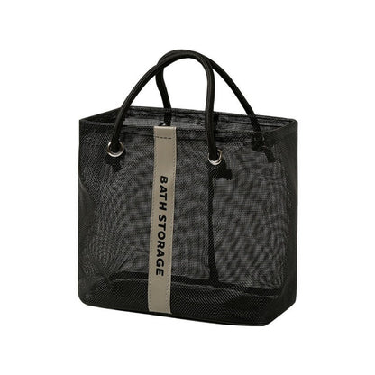 Mesh bath bag, mesh pocket tote swimming wash bag, men&