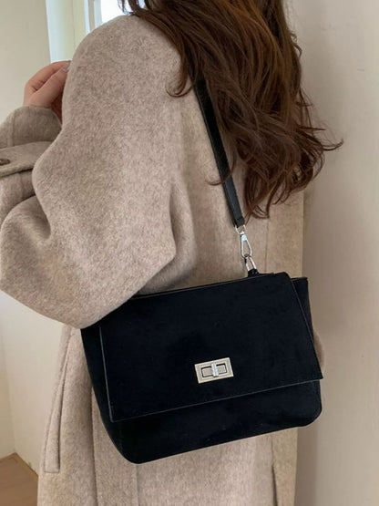 Suede Flap Crossbody Bag