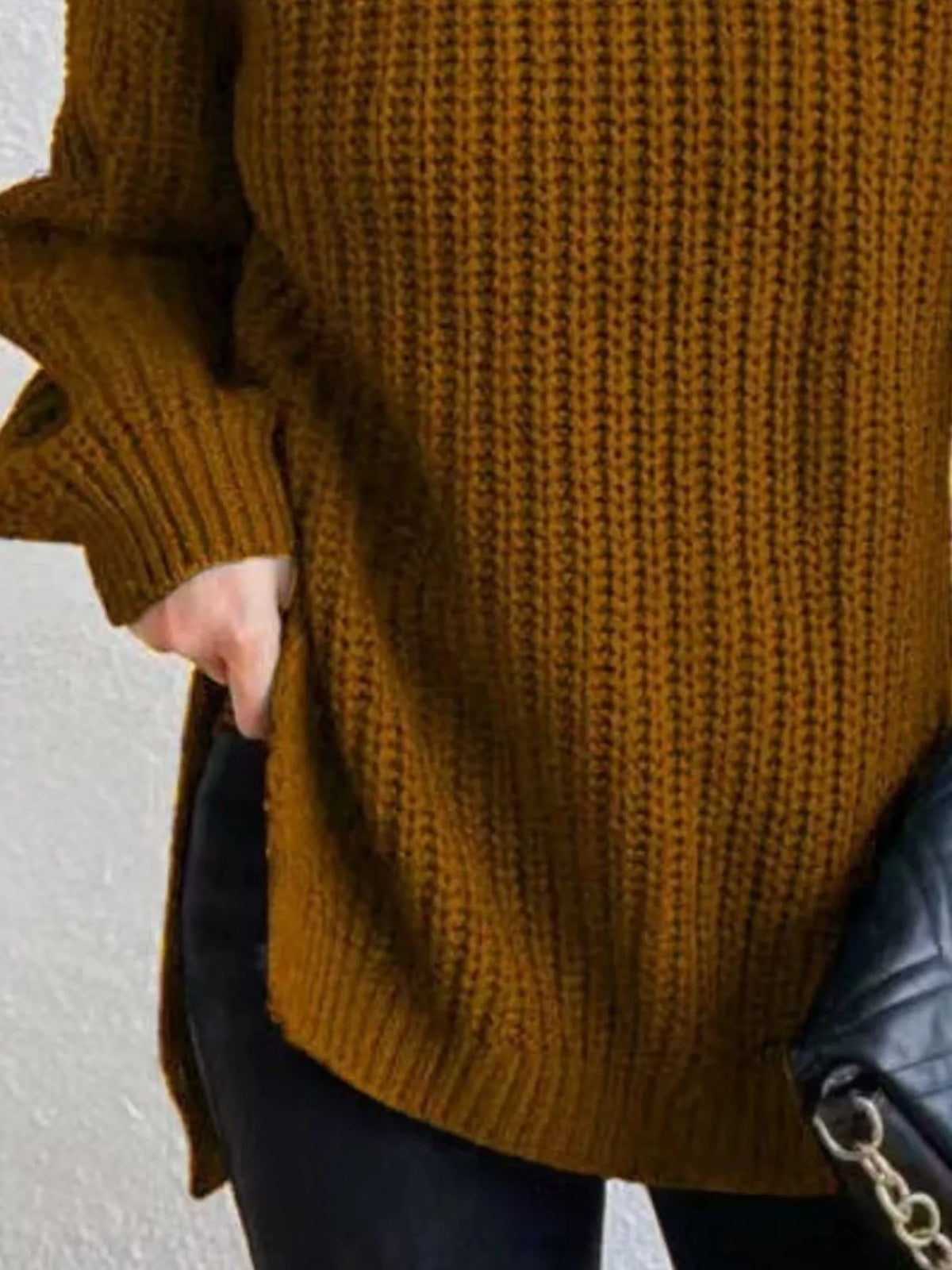 Full Size Turtleneck Long Sleeve Sweater Plus Size