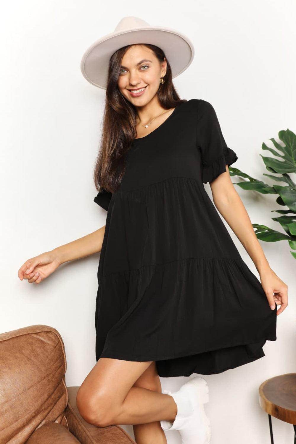 Mandy V-Neck Flounce Sleeve Tiered Dress for All Occasions