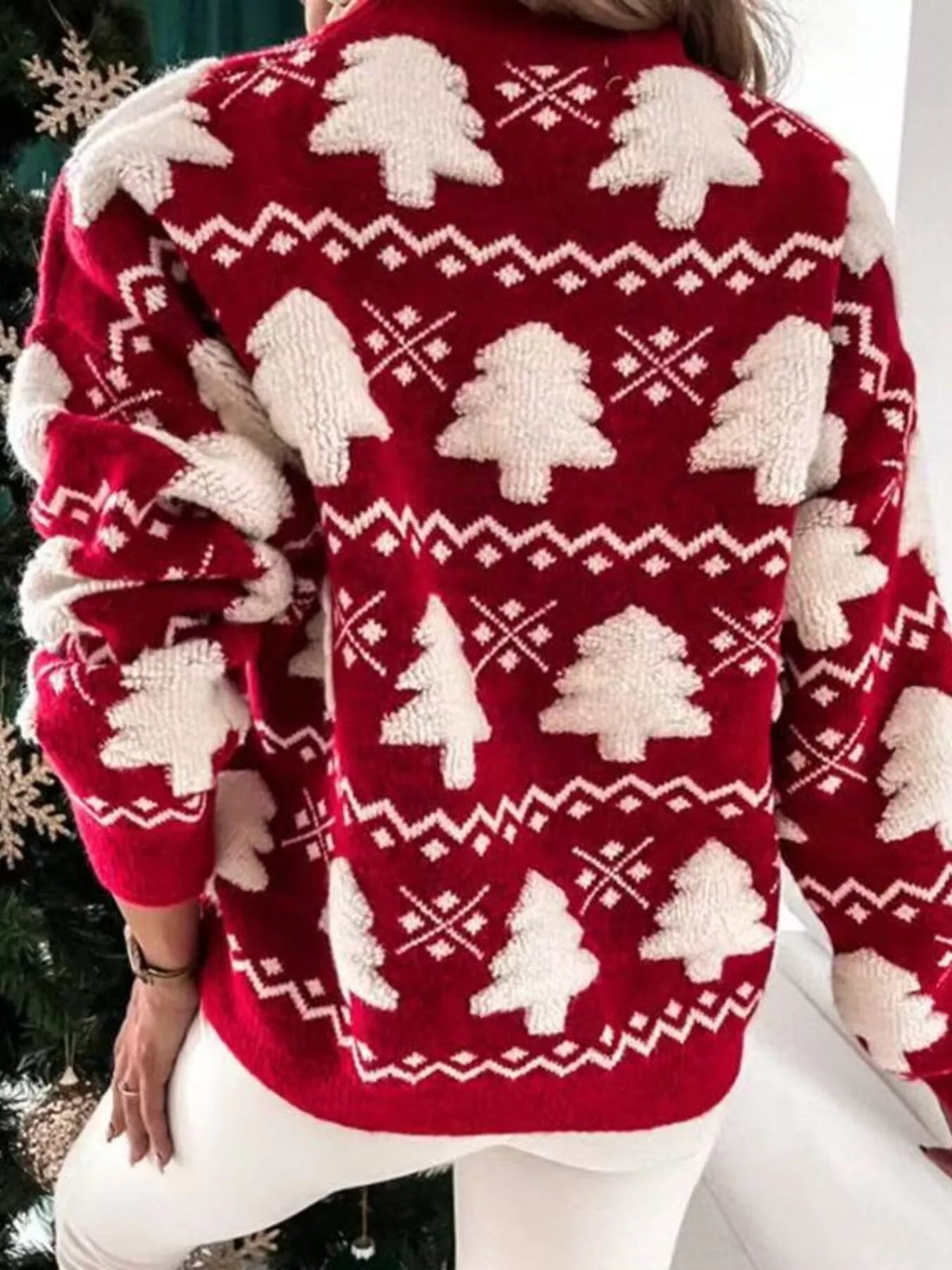 Christmas Tree Pattern Long Sleeve Sweater