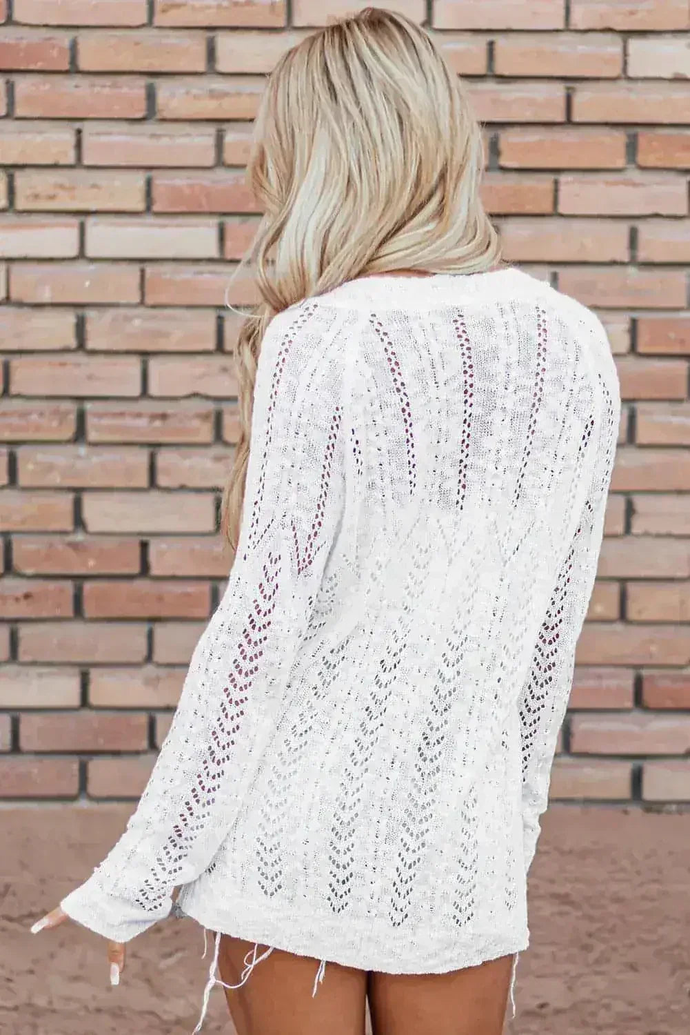 White Open Knit Cardigan - Lightweight &amp; Machine Washable | Femstylo