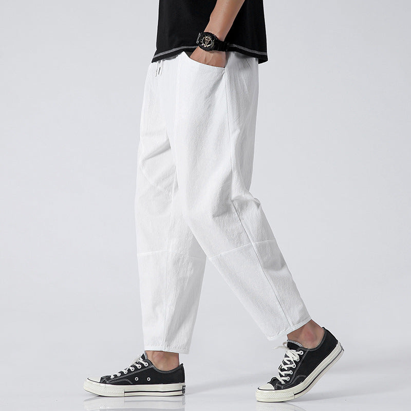 Loose Cotton Linen Cropped Harem Pants Casual
