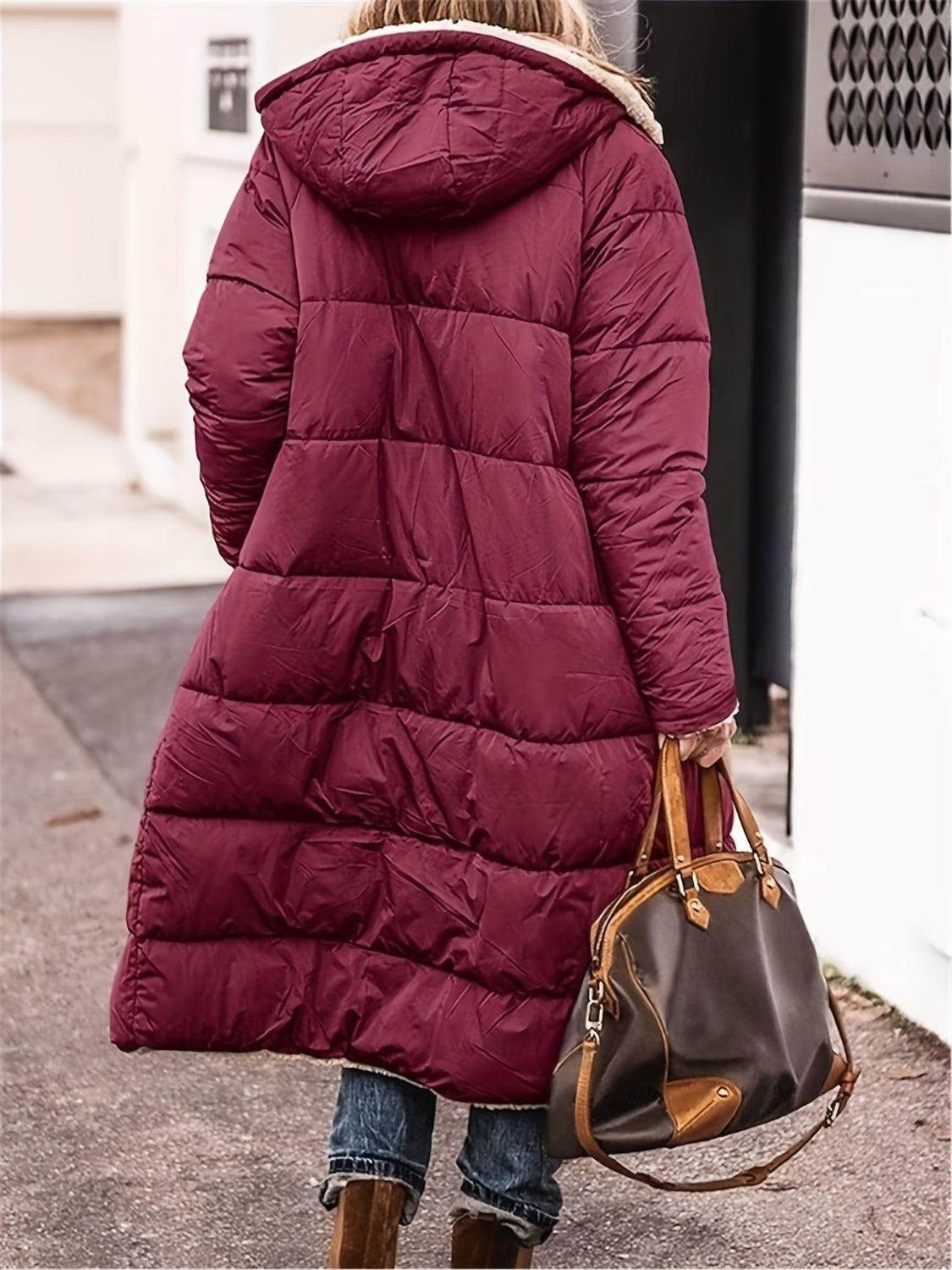 Full Size Zip Up Sherpa Hooded Coat for Women and Plus Size