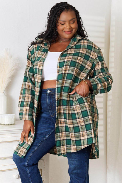 Mandy Plaid Collared Neck Long Sleeve Shirt for Women