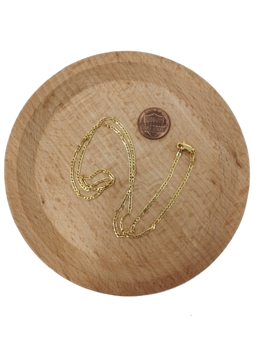 24K Gold Filled 2mm Minimalist Figaro Chain 20 Inch Necklace | CN-00475