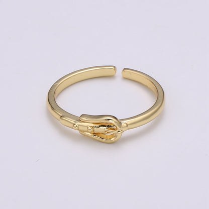 1pc Buckle Up 24K Gold Ring, Buckle Adjustable Gold Curb Ring, Simple Gold Ring, Belt Ring- R441