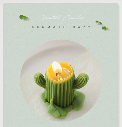 1pc Cactus Candle Handmade Delicate Cactus Candles For Birthday Party Wedding Spa Home Decoration Romantic Cute Soy Wax Aromatherapy Small Scented Relaxing Birthday Wedding Party Gift Home Decor