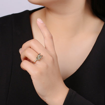 1pc Dragon Ring CZ Pave 24K Gold Ring, Animal Adjustable Gold Curb Ring, Bold Asian Dragon Ring, R-434