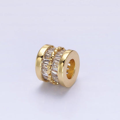 1pc Gold Filled Cylinder Beads, CZ Large Hole Cylinder Drum Barrel Micro Pave Beads, Silver Tube Multi Color CZ Beadd 6.8x8.2mm B-783~B-790