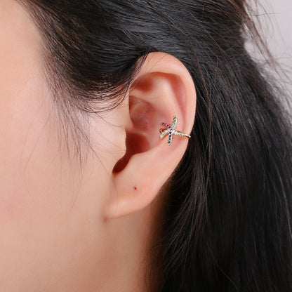 14K Gold Filled Multicolor CZ Micro Paved Starfish Ocean Animal Ear Cuff Earrings | AI100