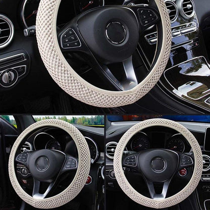 1Pcs Ice Silk Steering Wheel Cover Non-Slip Car Wheel Cover Protector Breathable Microfiber Universal For Leather Viscose, Breathable, Anti-Slip Steering Wheel Cover Wear-resistant Anti-slip Car Accessories Black Red Rose Gray Beige Purple