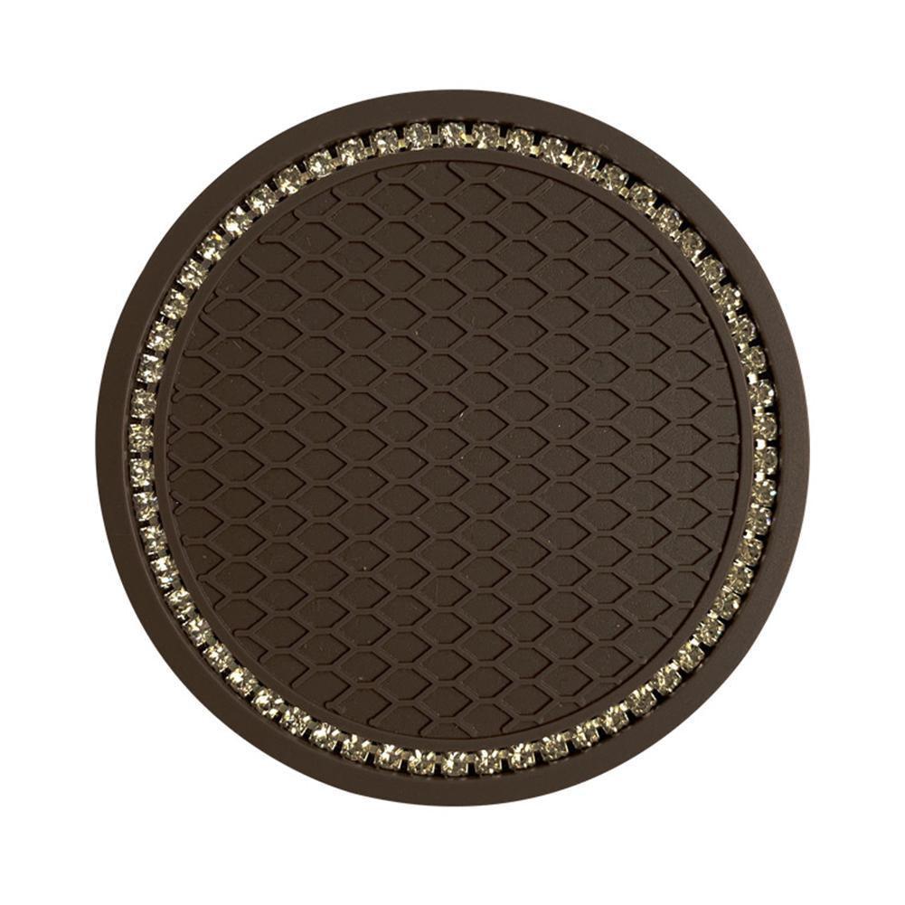 1PCS Universal 7cm Car Style Coasters Pad Pink Cup Holder Mat Rhinestone Waterproof Anti Slip Vehicle Bling Car Coasters Pink PVC Travel Auto Cup Holder Insert Coaster Anti Slip Crystal Vehicle Interior Accessories Cup Mats For Women Girl