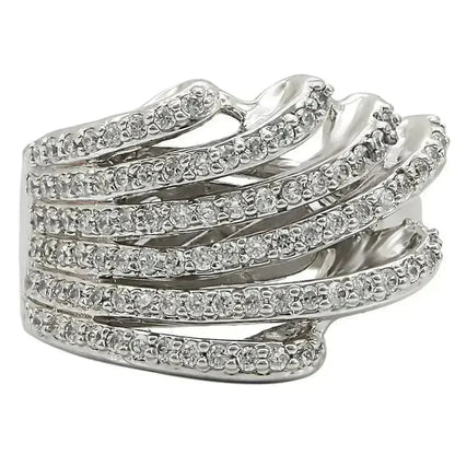 1W018 Rhodium Brass Ring – AAA CZ Stone (9.20g) | Hypoallergenic