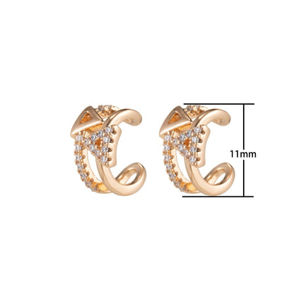 18K Gold Filled Micro Paved CZ Triangle Ear Cuff Earrings | AI055