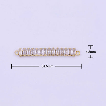 2 Inch Clear Baguette Cubic Zirconia Gold Connector | Y-625