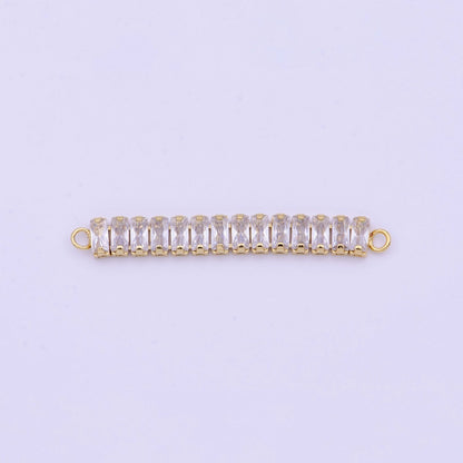 2 Inch Clear Baguette Cubic Zirconia Gold Connector | Y-625