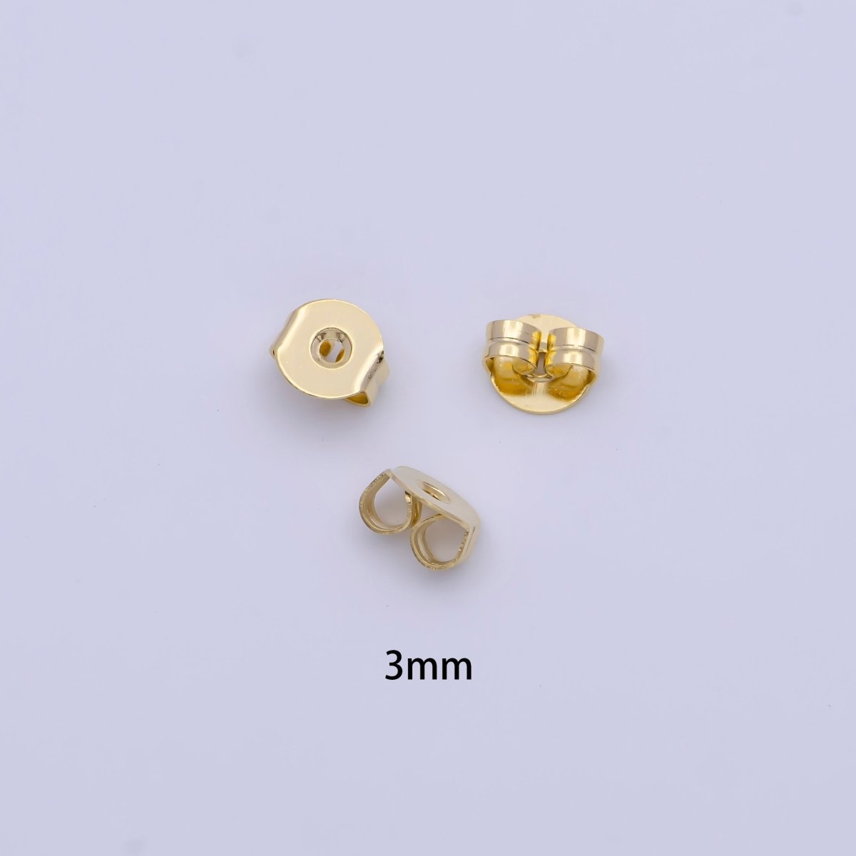 20 Pieces Gold 3mm, 5mm Minimalist Double Loop Butterfly Earring Backings Jewelry Supply | SP-1557 SP-1558
