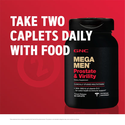 GNC Mega Men Prostate and Virility Multivitamin, 90 Caplets