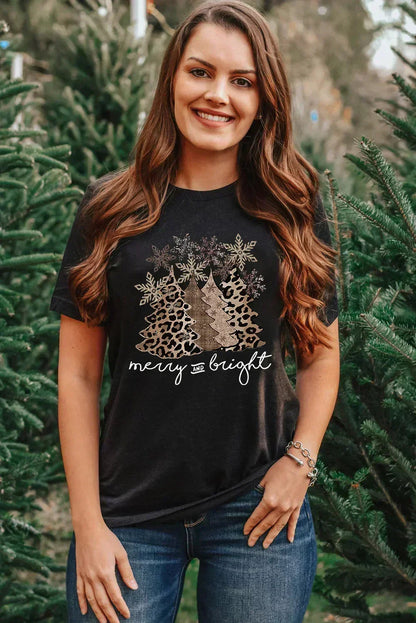 White Leopard Christmas Tree Graphic Tee – Festive &amp; Fierce Crewneck