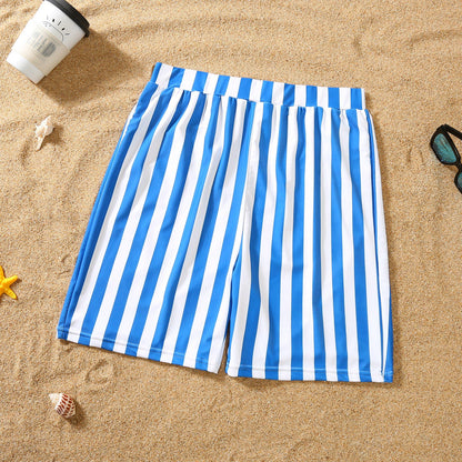 Parent-child Bikini Blue And White Stripe Swimsuit