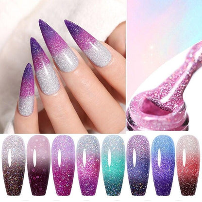 2022 NEW Purple Gel Nail Polish UV Color Changing Gel Nail Polish Stylish Three Layer Effect For Womens