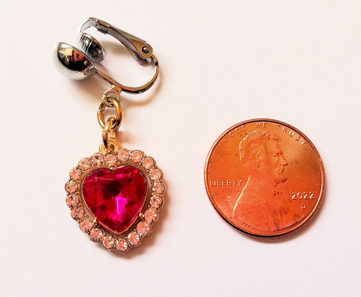 Clip On Rhinestone Heart Pussy Jewelry