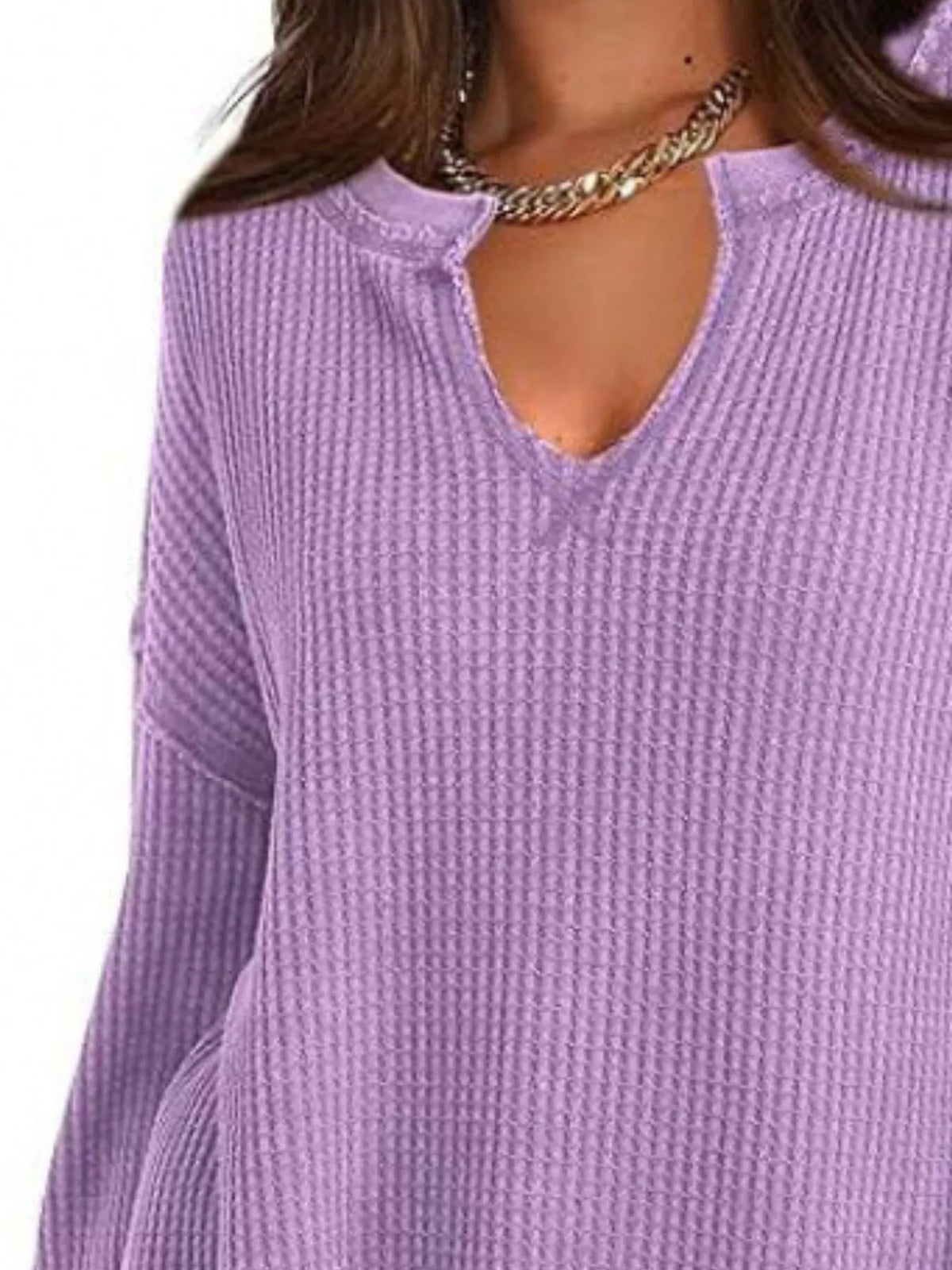 Waffle Knit Long Sleeve Sweatshirt
