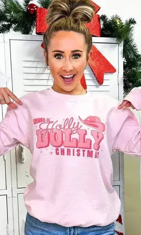 Holly Dolly Christmas Graphic Sweatshirt | Festive &amp; Cozy