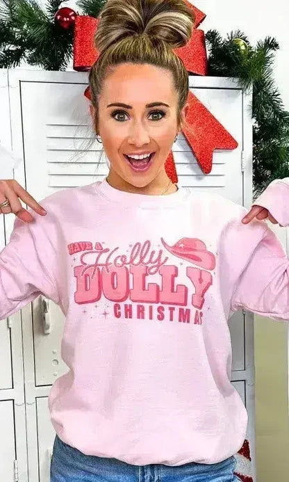 Holly Dolly Christmas Graphic Sweatshirt | Festive &amp; Cozy