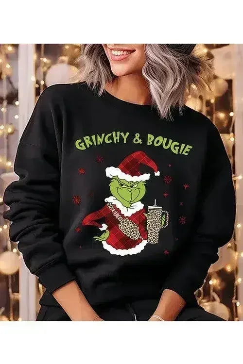 GRINCHY &amp; BOUGIE Fleece Sweatshirt