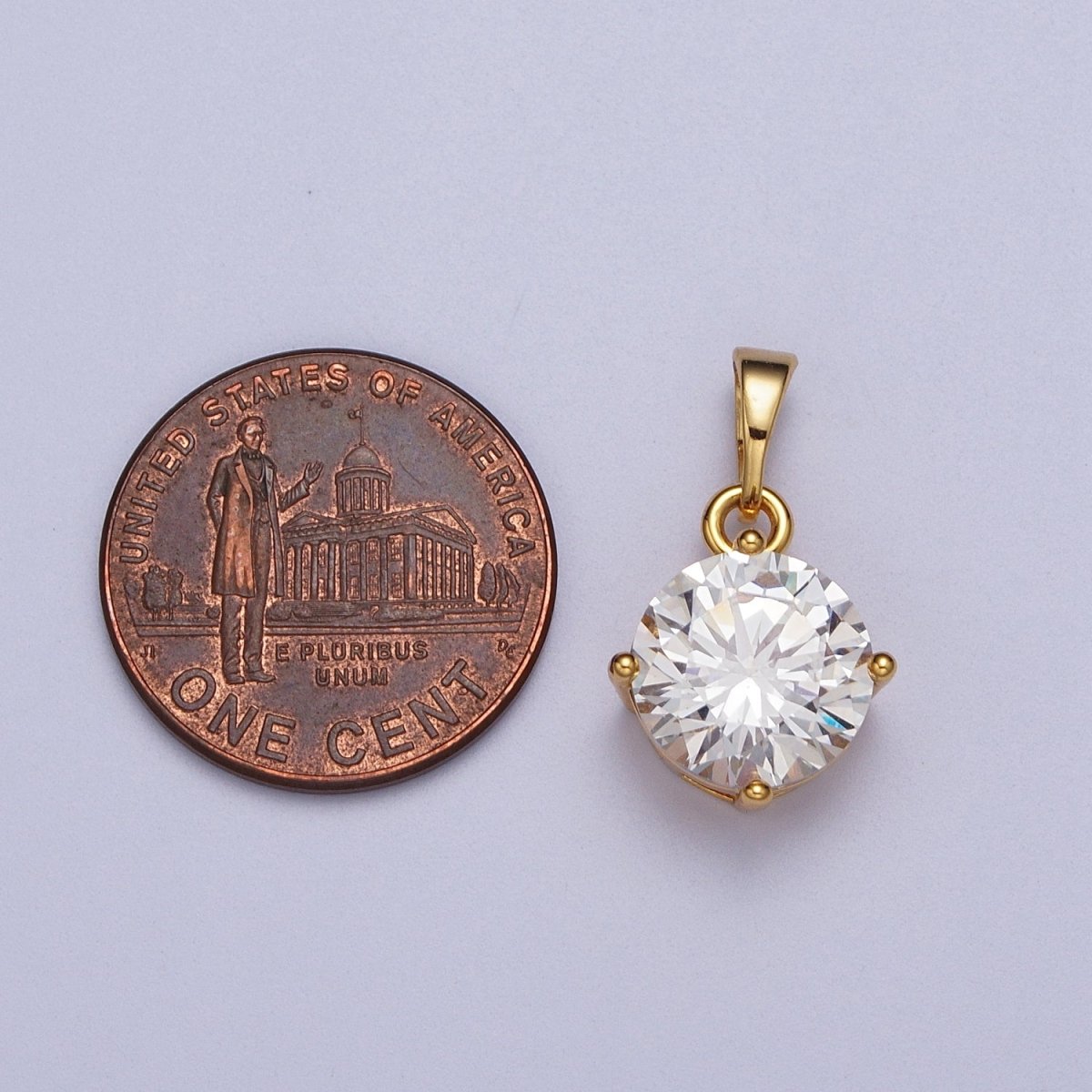 20.5mm Clear CZ Solitaire Round Classic Pendant | AA00018
