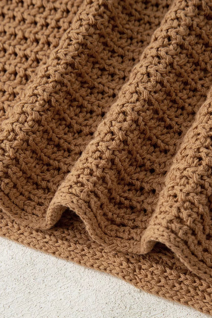 Hollowed Detail Wide Sleeve Loose Pullover Sweater
