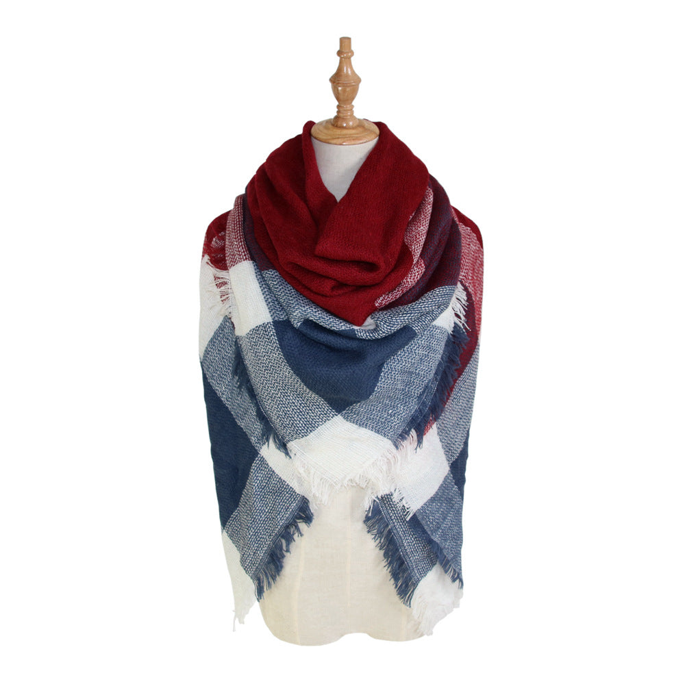 Plaid-print Versatile Neck Scarf Shawl