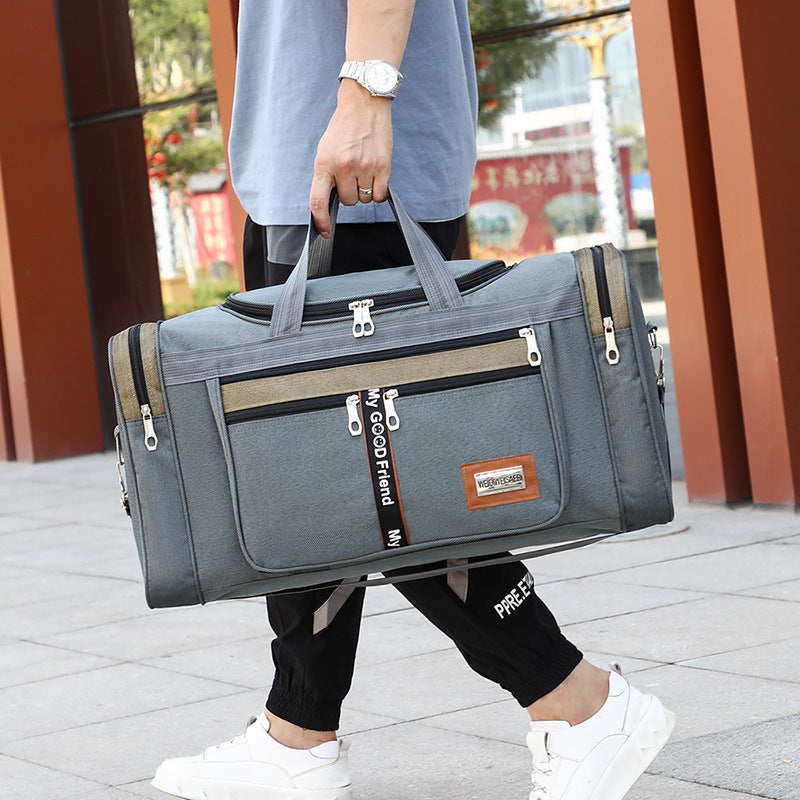 Fitness travel bag, large-capacity folding storage duffel bag, casual Oxford cloth.
