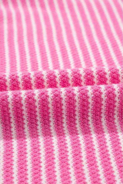 Striped V-Neck Dropped Shoulder Sweater for Women
