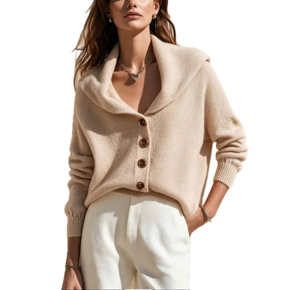 Womens New Shawl-collar Button-front Knitted Cardigan Sweater