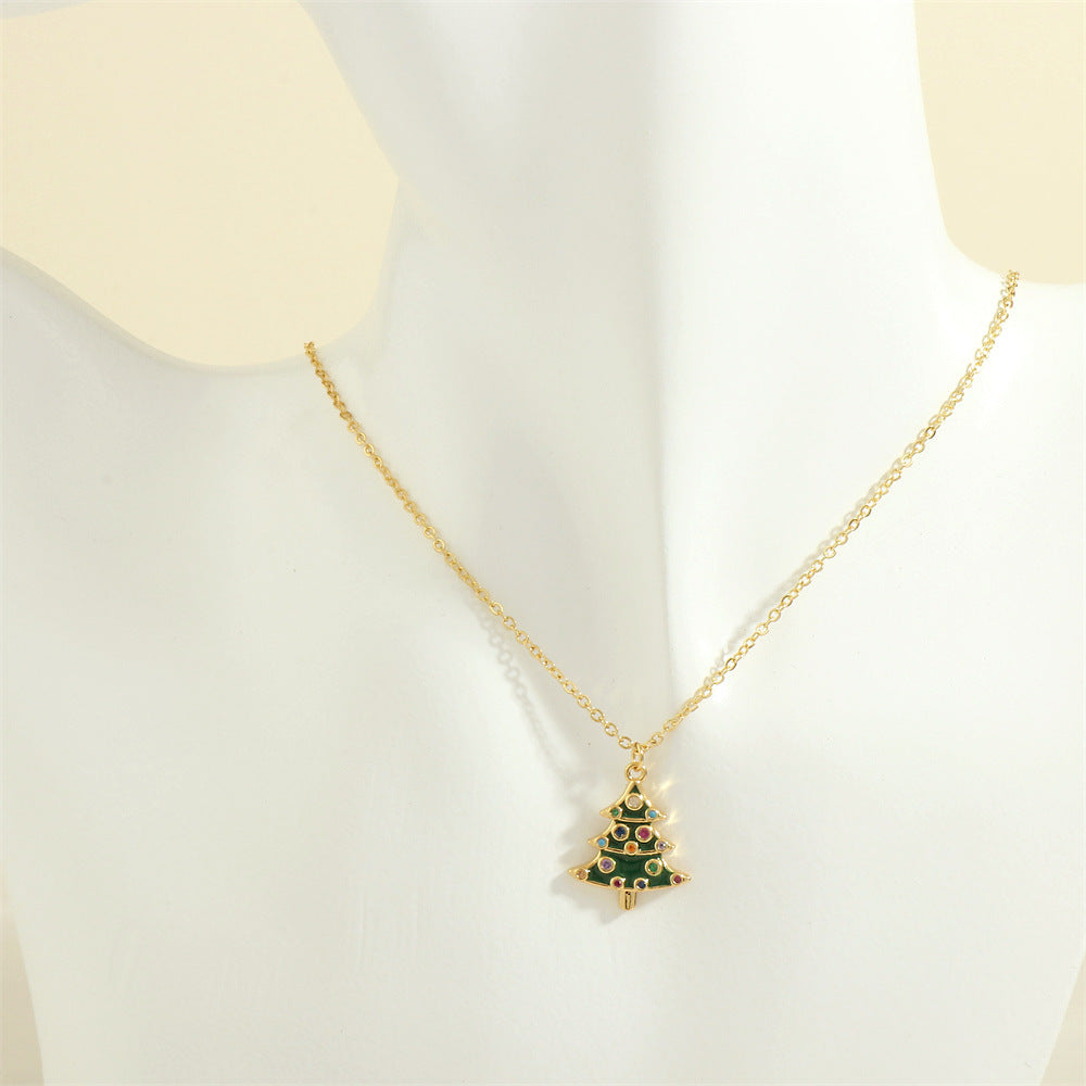 Christmas Necklace, Santa, Snowman, Rhinestones