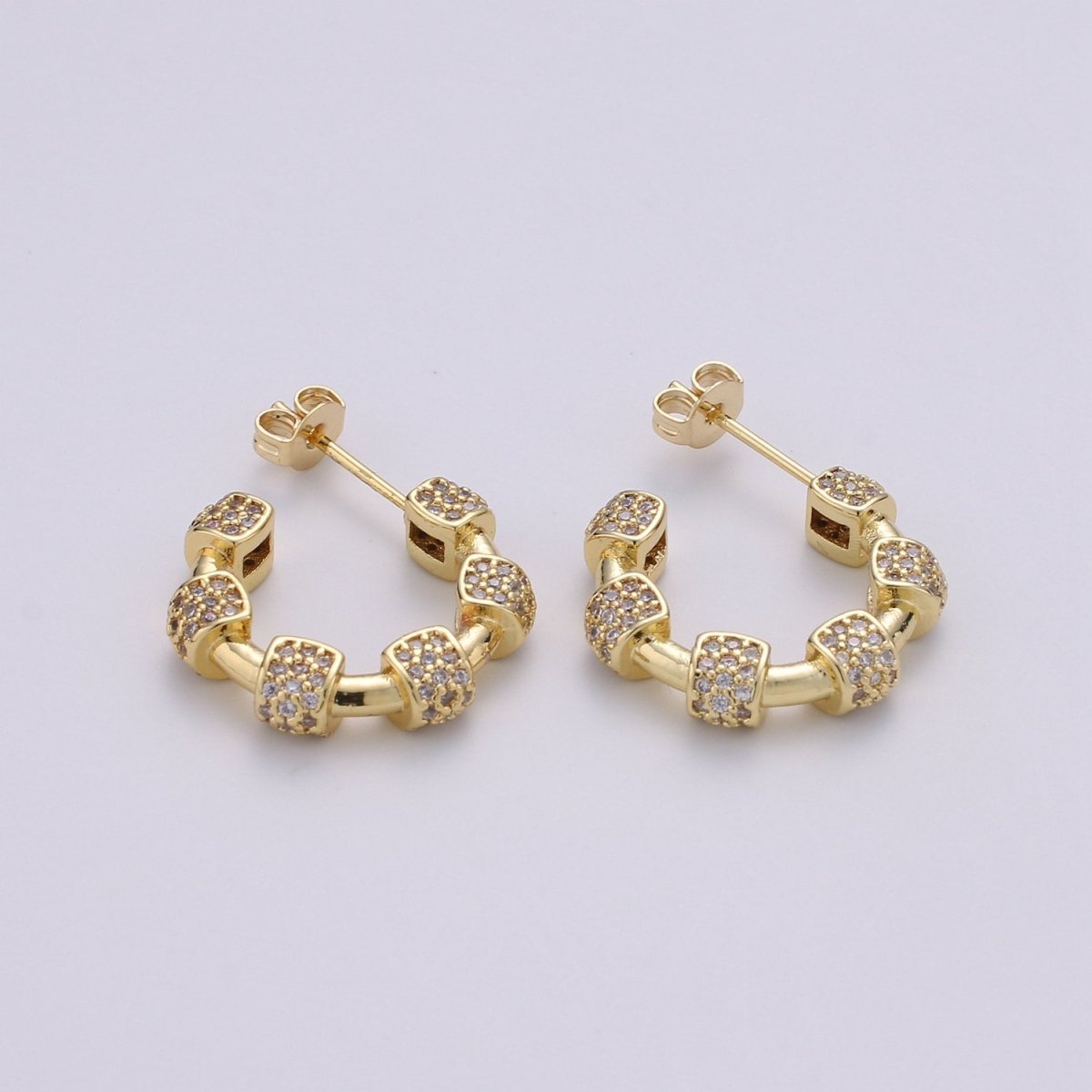 20mm hoop earrings, Gold hoop earrings, Chunky hoops, minimalist hoop earrings, cz earrings Black Blue Clear Turquoise Earring Q-106 - Q-110 Q-112
