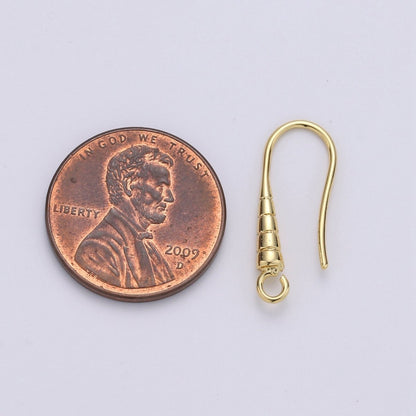 20mm Line Textured French Hook Earrings Open Loop Supply in Gold, Silver, Rose Gold K-687 - K-689