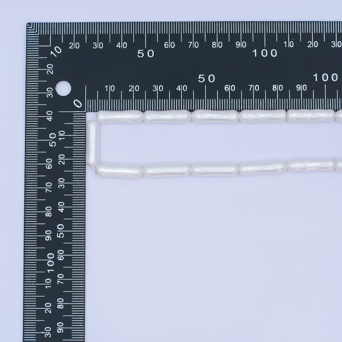 20mm White, Peach Biwa Rectangular Freshwater Pearl Strand | WA-2984 WA-2985