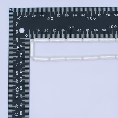 20mm White, Peach Biwa Rectangular Freshwater Pearl Strand | WA-2984 WA-2985