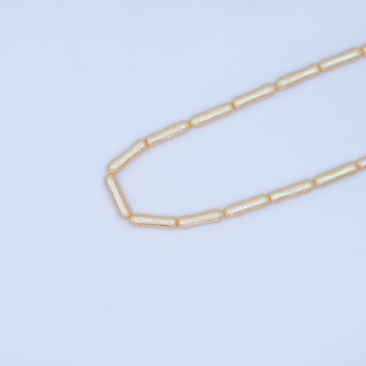 20mm White, Peach Biwa Rectangular Freshwater Pearl Strand | WA-2984 WA-2985
