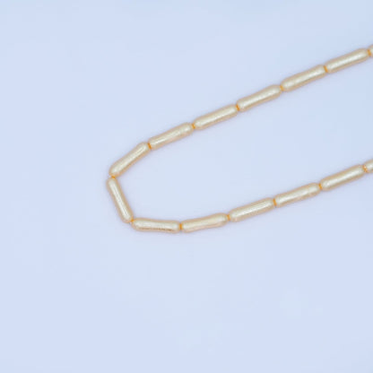 20mm White, Peach Biwa Rectangular Freshwater Pearl Strand | WA-2984 WA-2985